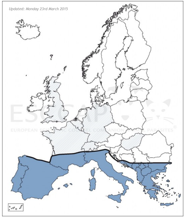 Verspreiding Leishmania in Europa (Escapp)